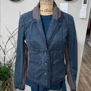 Free People Stylish Embroidered Plaid Blazer Jacket